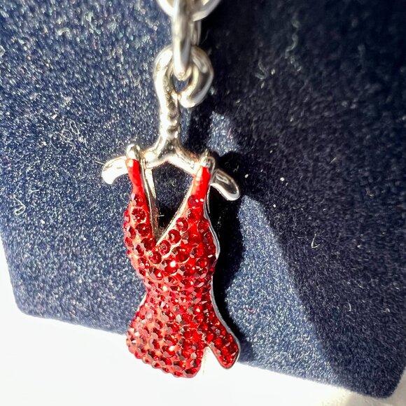 SALE!  FINE JEWELRY!  Gorgeous & Rare Swarovski Ruby Red Dress Charm - Picture 1 of 10